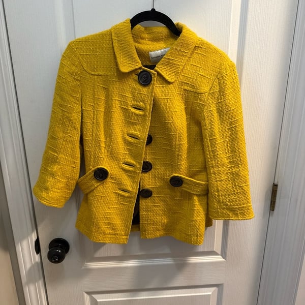 Banana Republic Yellow Textured Tweed Button-Front Jacket Size 10