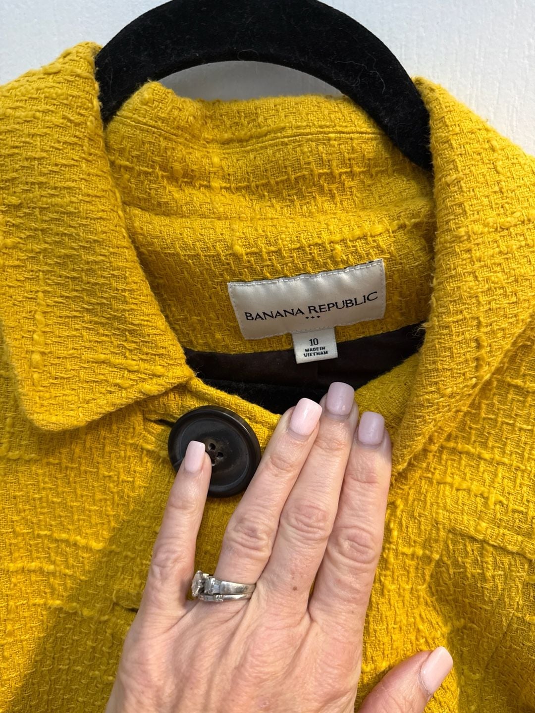 Banana Republic Yellow Textured Tweed Button-Front Jacket Size 10 3