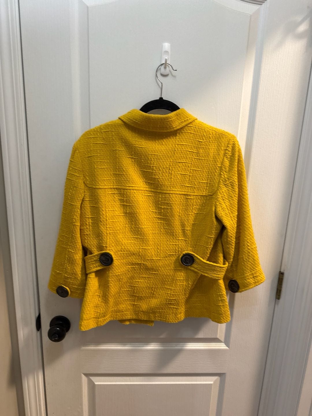Banana Republic Yellow Textured Tweed Button-Front Jacket Size 10 4