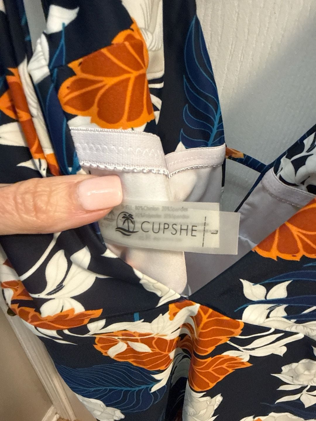 Cupshe Navy and Orange Floral Plunge One Piece Swimsuit Size L 3
