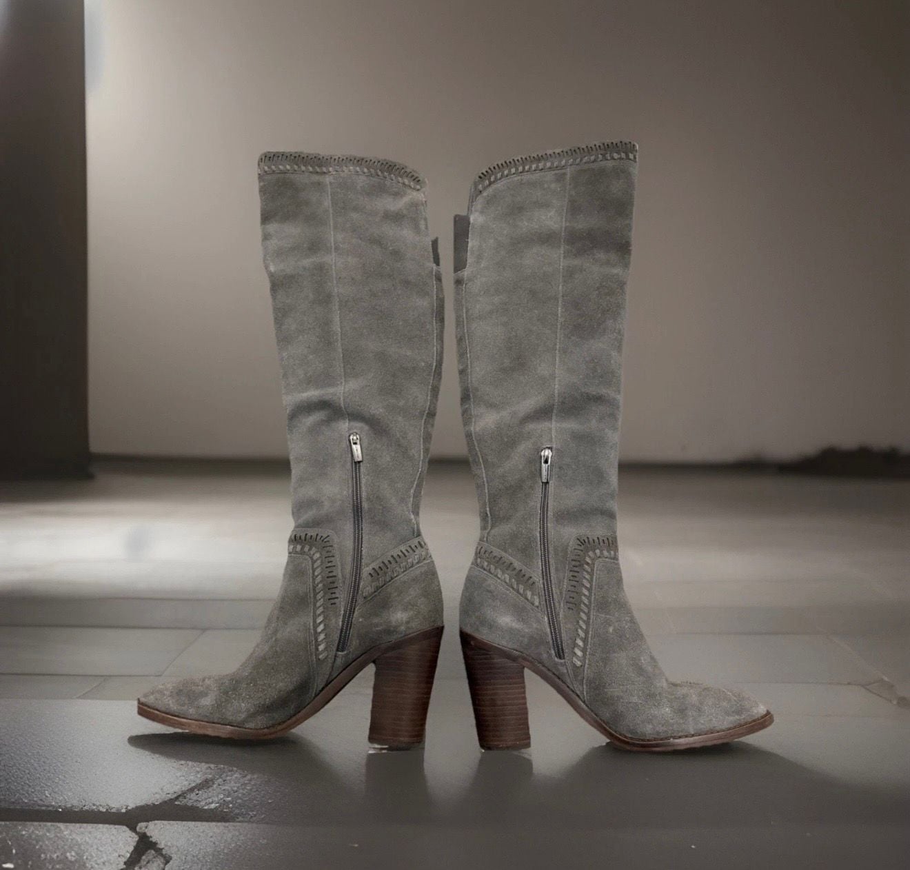 Vince Camuto Madolee Grey Suede Over The Knee Boots Size 9M 5