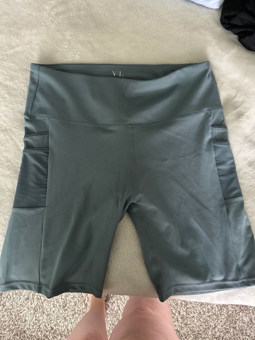 Vital Life High Waisted Biker Shorts with Mesh Pockets 3XL Teal 1