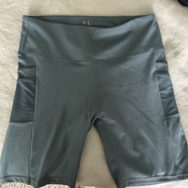 Vital Life High Waisted Biker Shorts with Mesh Pockets 3XL Teal
