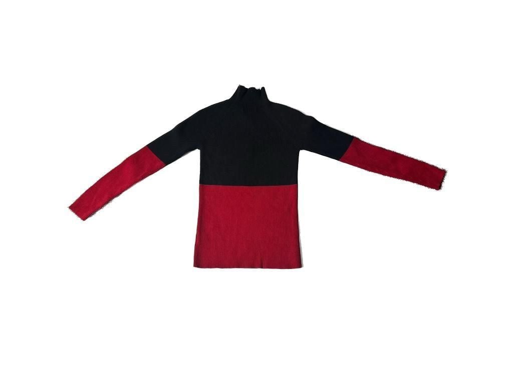 Lauren Ralph Lauren Colorblock Ribbed Knit Shoulder Zip Sweater Size M 8