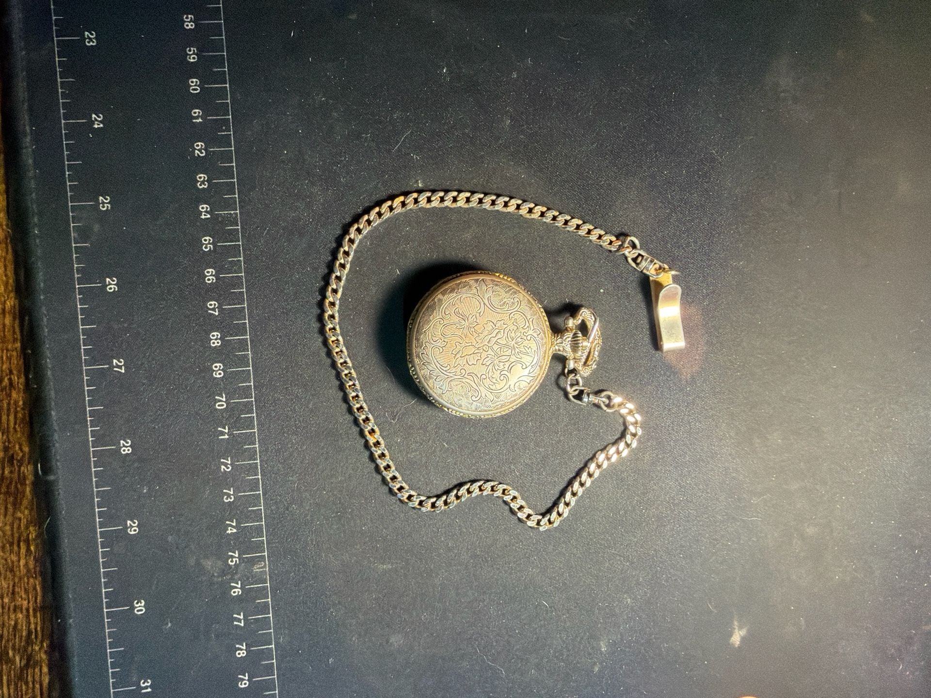 Galaxie by Elgin Quartz Pocket Watch with Steam Locomotive Train Design and Chain 3