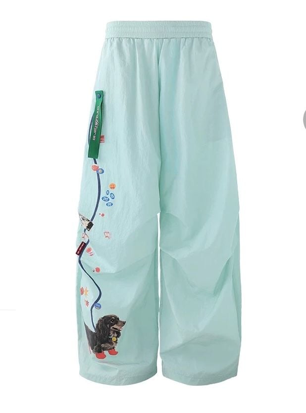 BJHG sausage Dog Walking balloon Pants Mint Green Size M BNWT designer unique y2k 2