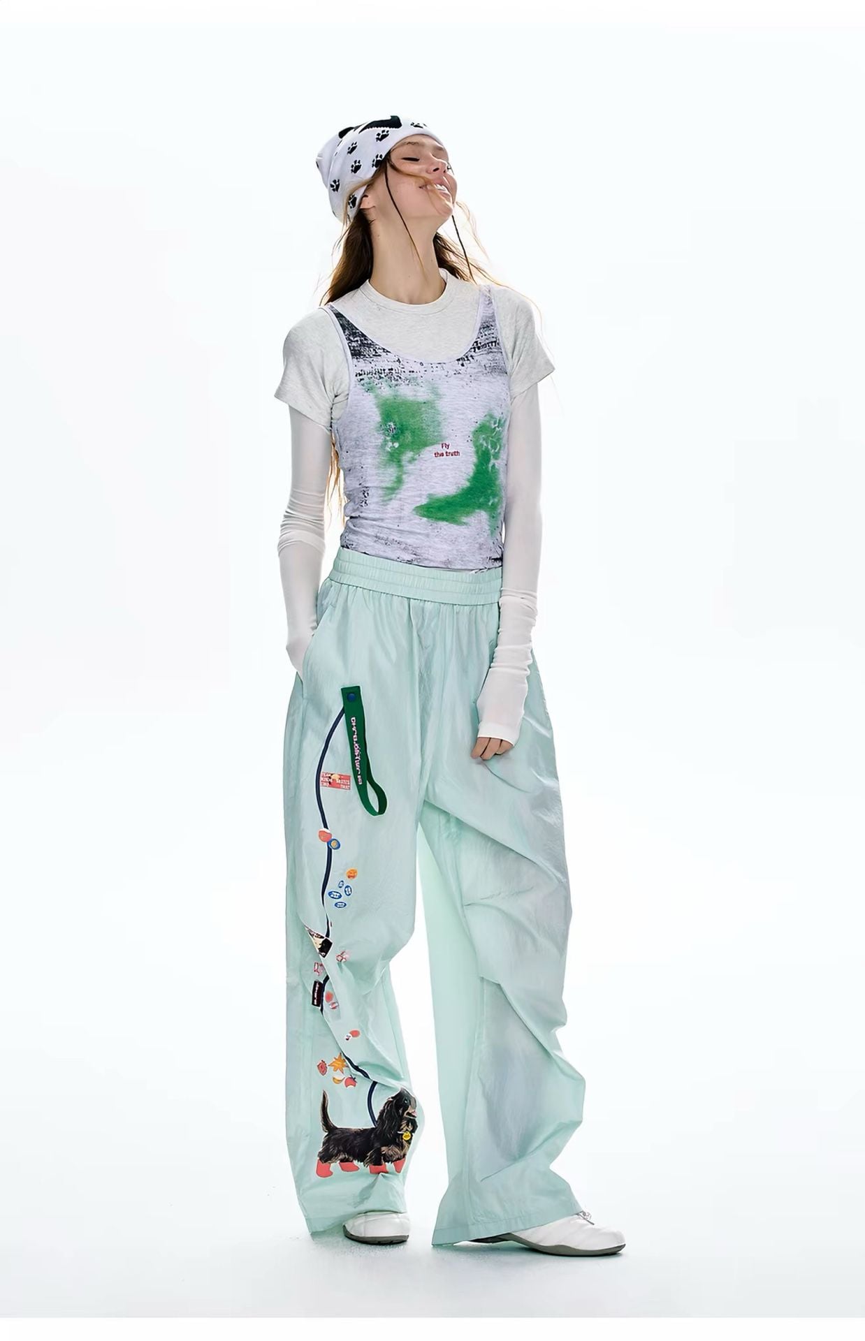 BJHG sausage Dog Walking balloon Pants Mint Green Size M BNWT designer unique y2k 4