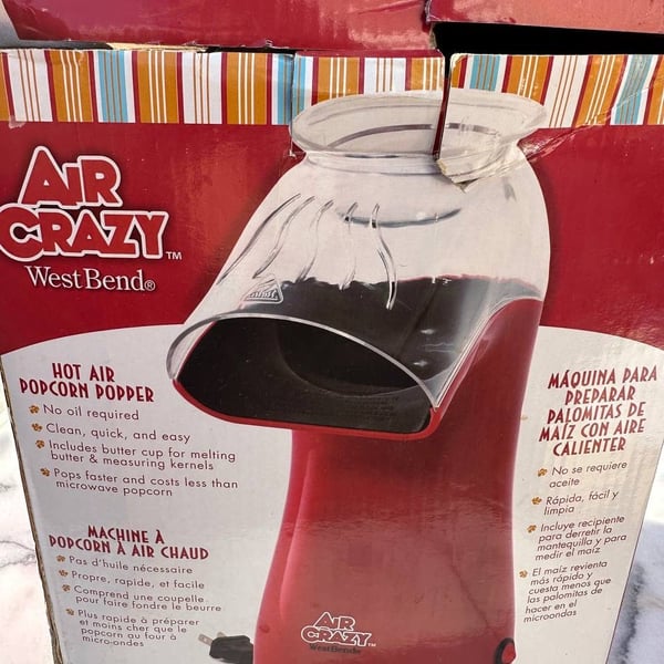 West Bend Air Crazy 4 Qt. Hot Air Popcorn Popper, Red, Model 82416