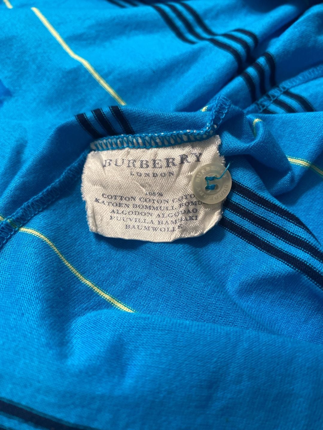 Burberry Golf Striped Polo Shirt Blue XL Made in Italy 7