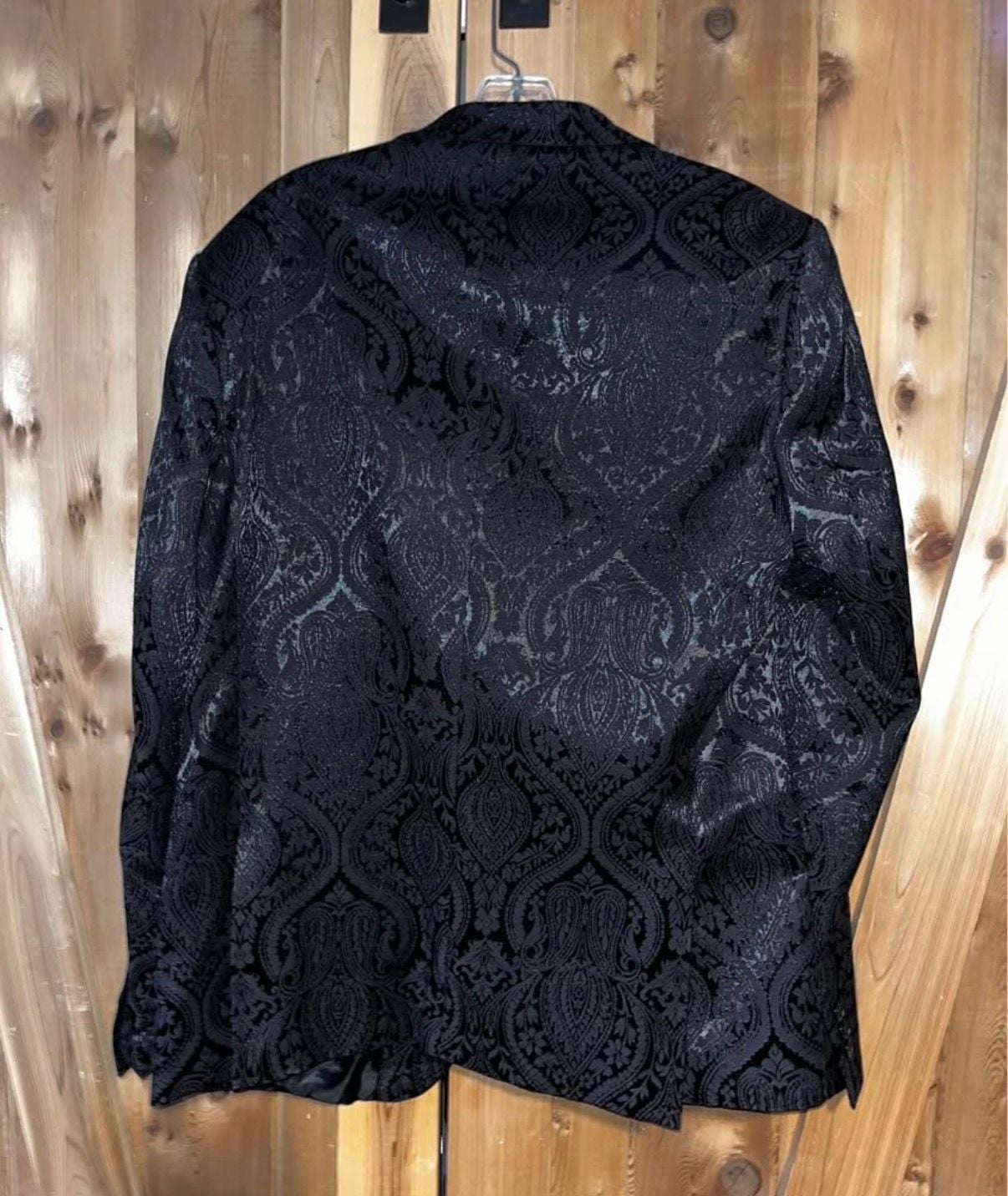 Bespoke Black Paisley Damask Pattern Blazer Sport Coat Jacket 3
