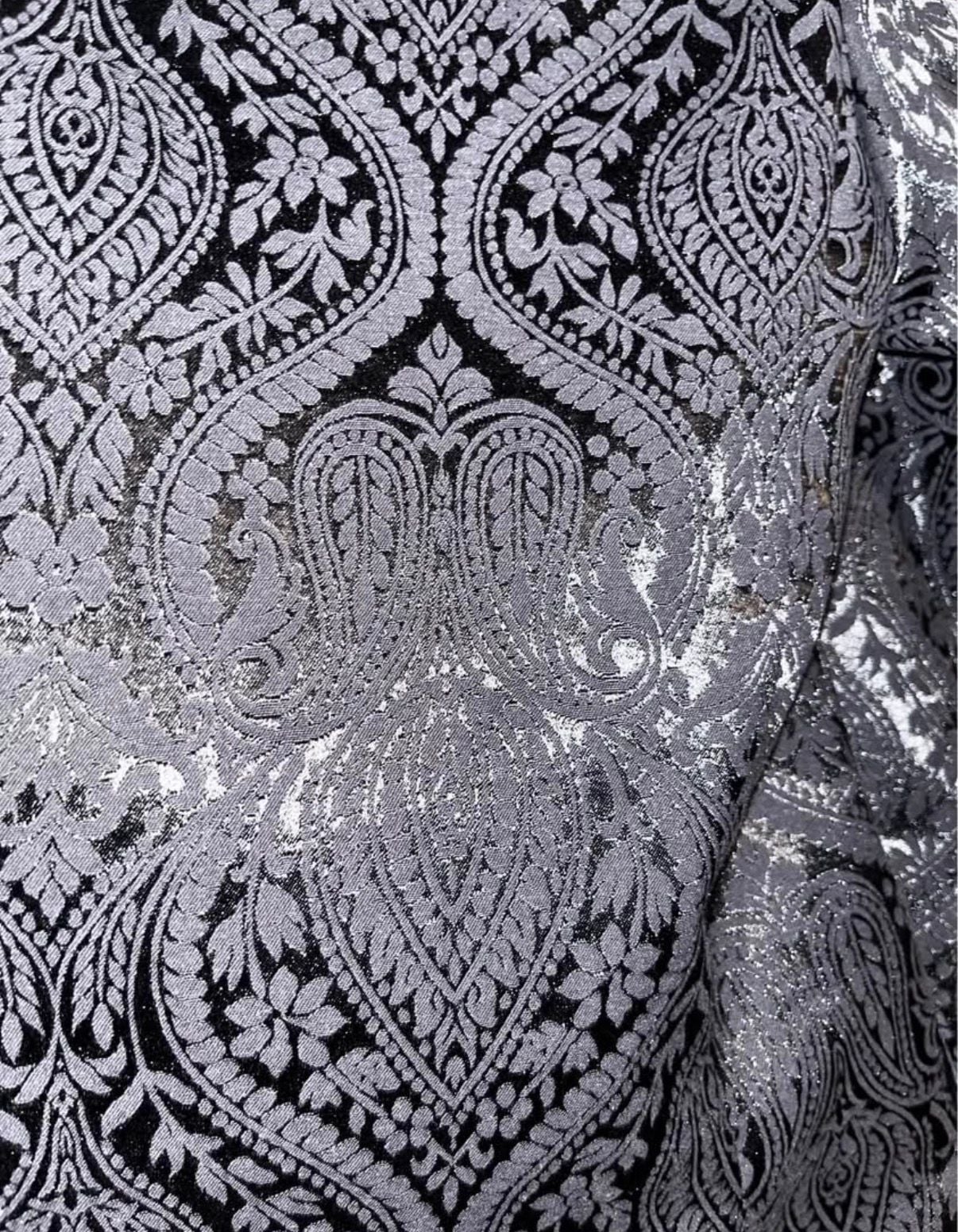 Bespoke Black Paisley Damask Pattern Blazer Sport Coat Jacket 5