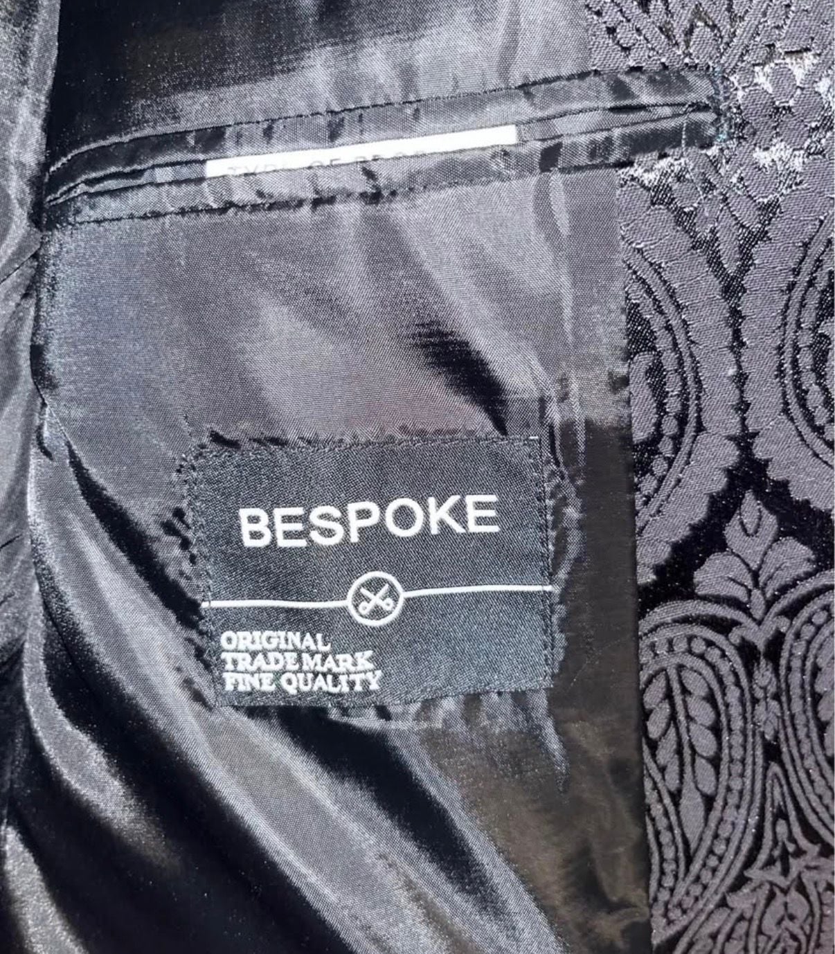 Bespoke Black Paisley Damask Pattern Blazer Sport Coat Jacket 6