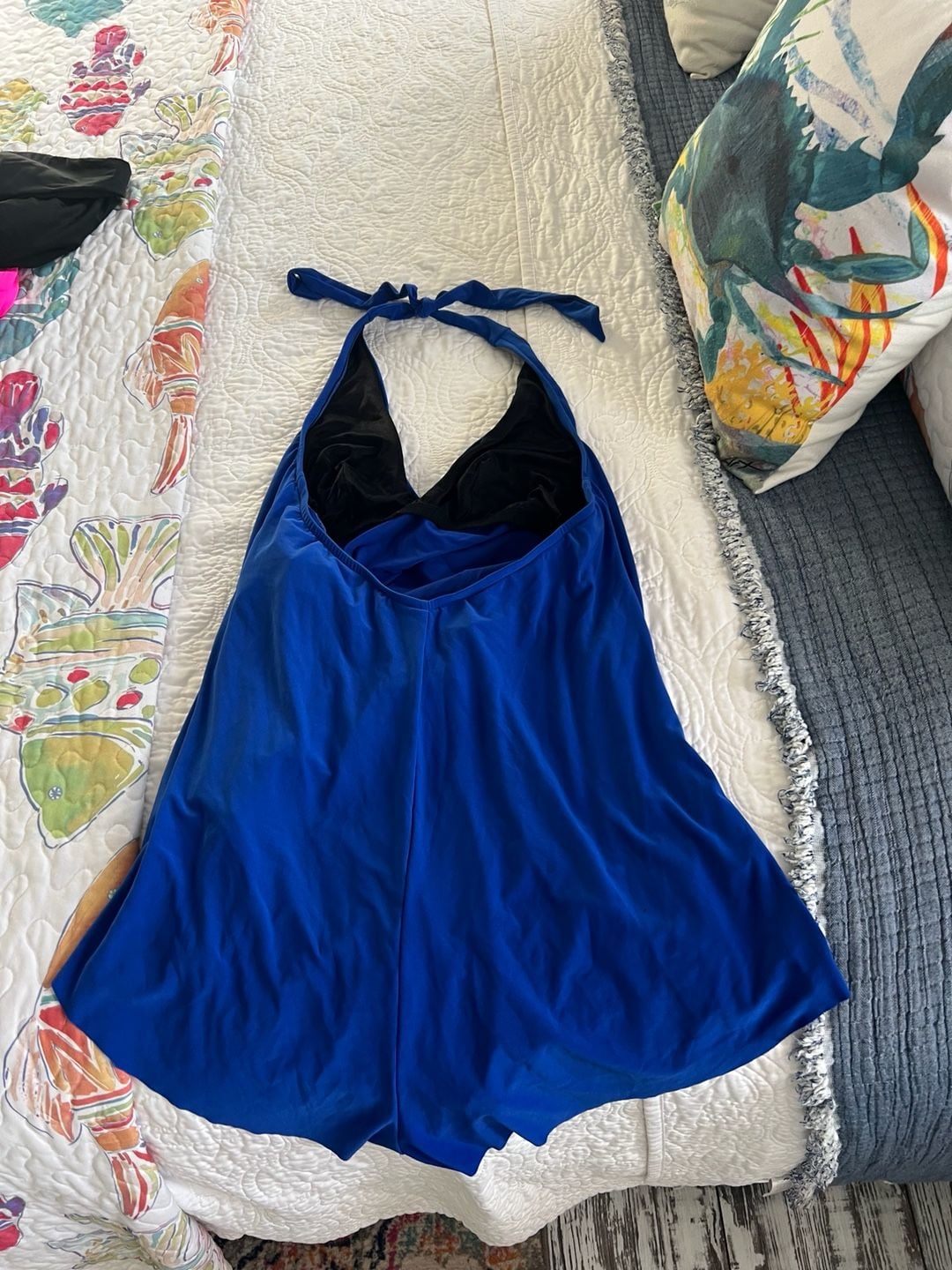 BloomChic Twist Front Pockets Swim Romper, Royal Blue 3