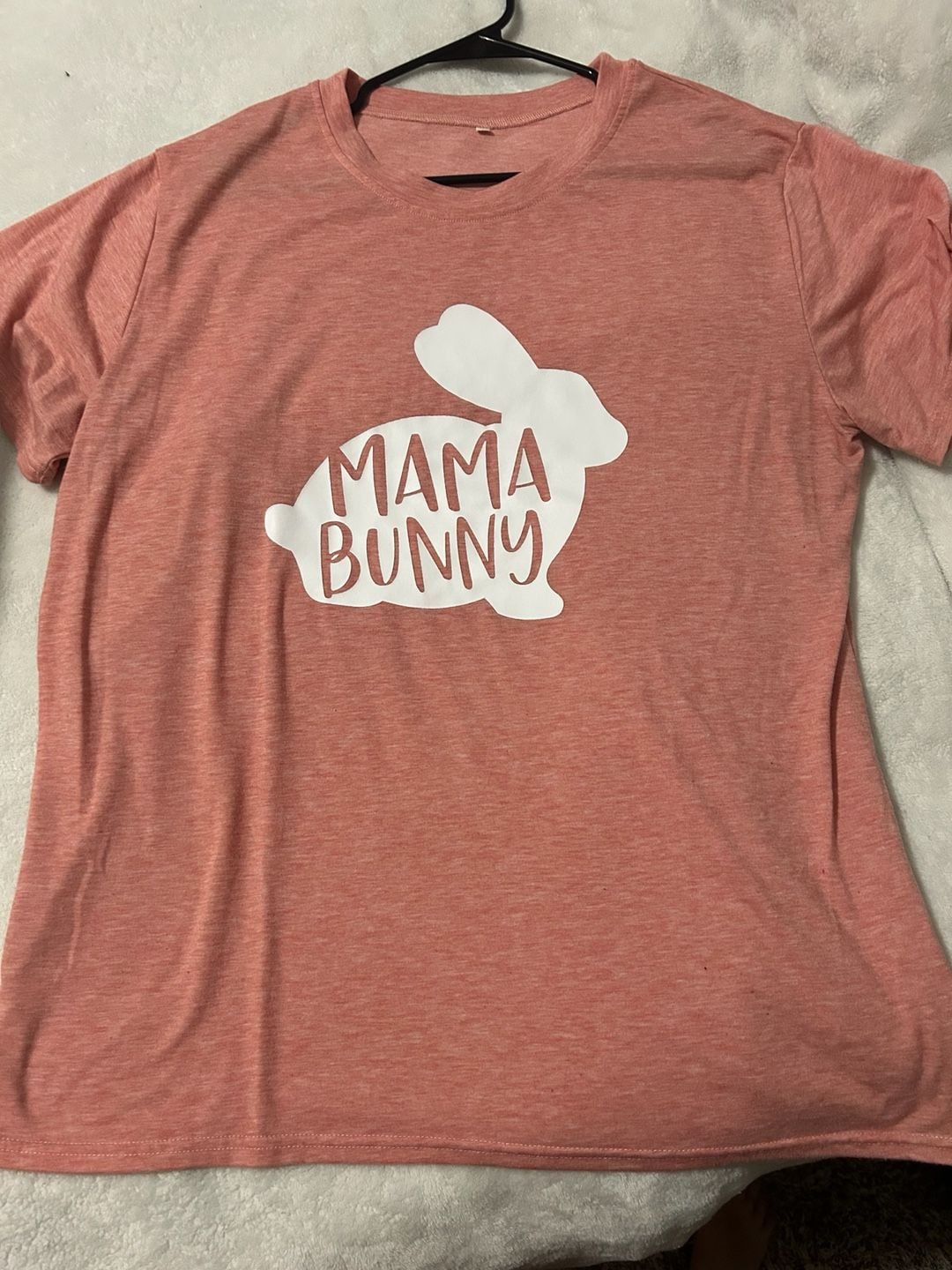 Mama Bunny Easter Graphic Tee Pink Heathered Short Sleeve T-Shirt 2