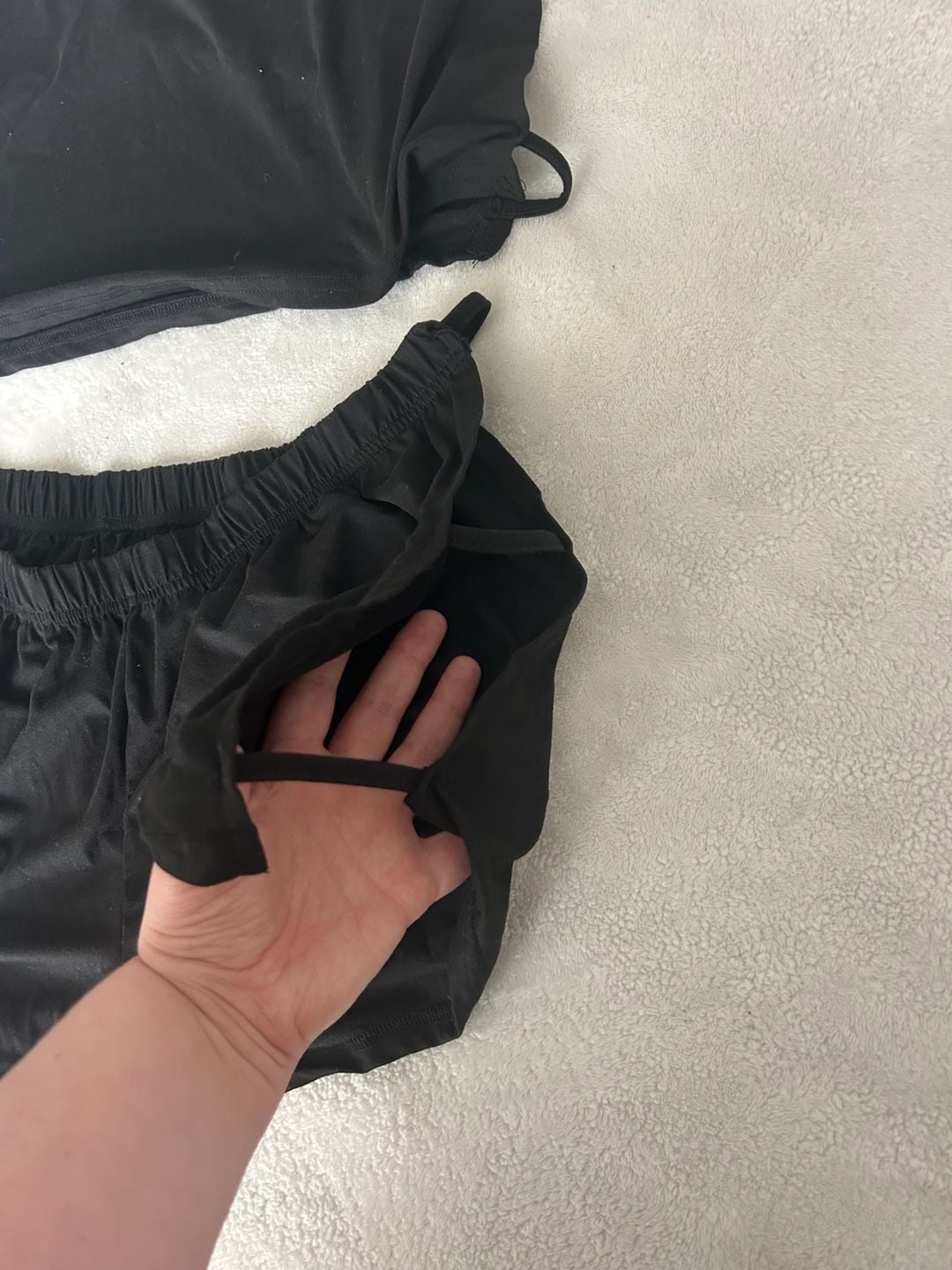 SHEIN Black Strappy Side Cut Out Cami and Shorts Lounge Set 2