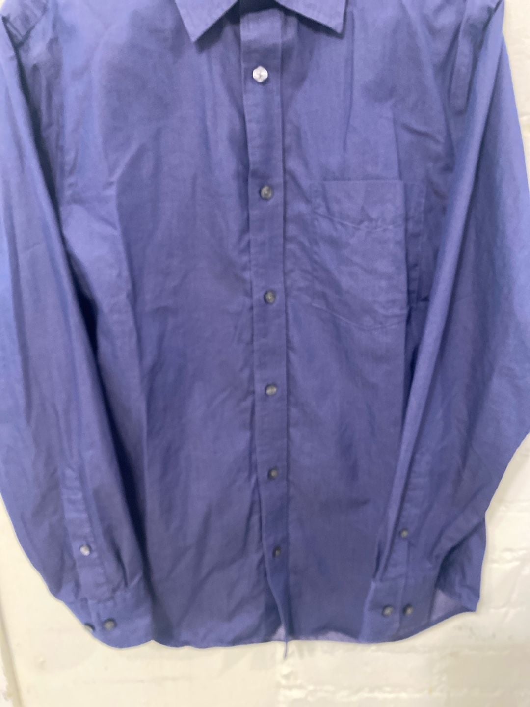 Banana Republic Men's Non-Iron Classic Fit Solid Dress Shirt Blue Size M 15-15.5 6