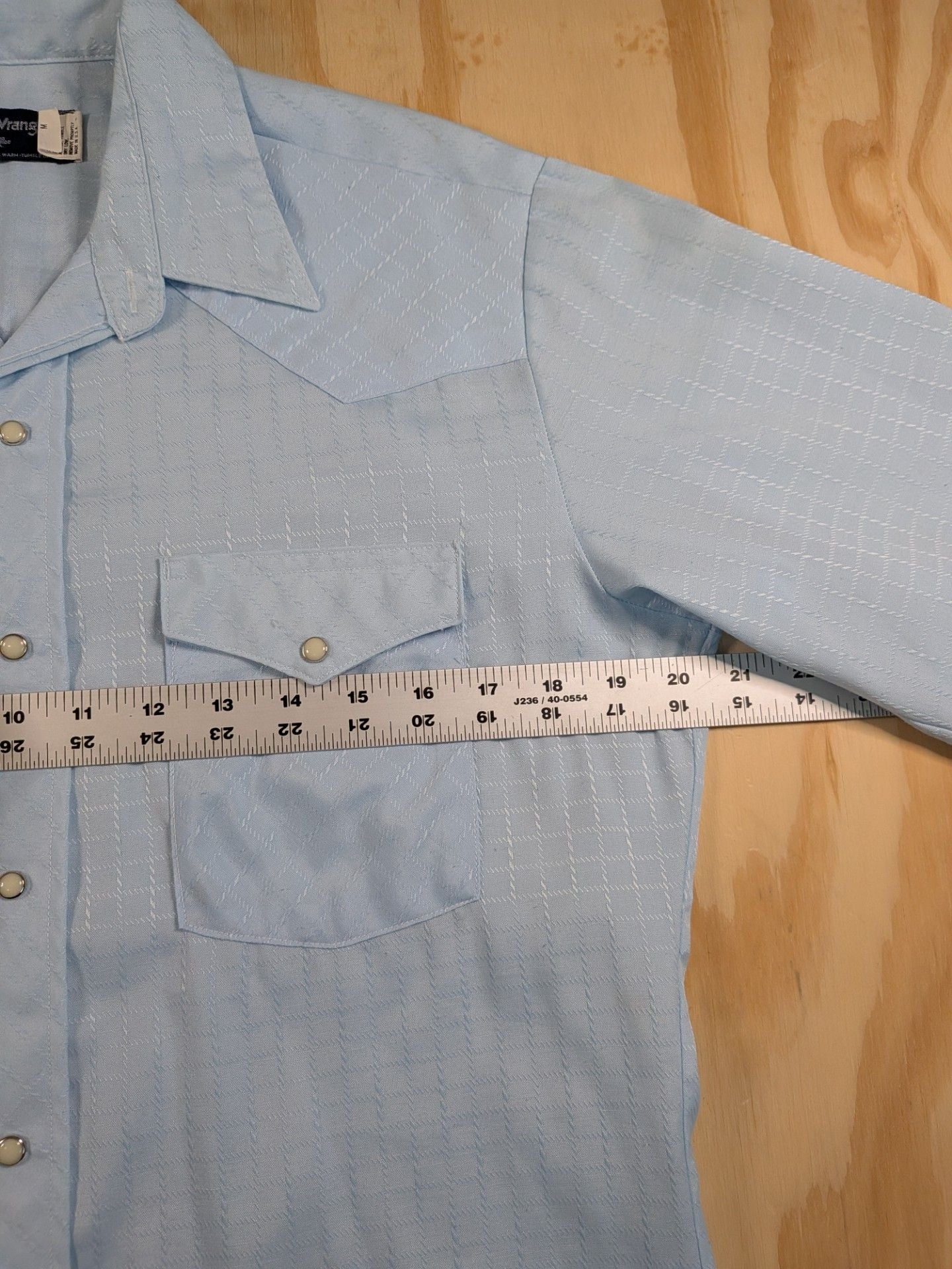 Vintage Wrangler Western Pearl Snap Shirt Light Blue Textured Size M 5