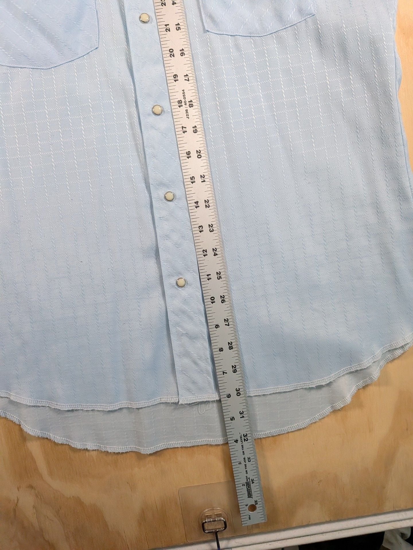 Vintage Wrangler Western Pearl Snap Shirt Light Blue Textured Size M 6