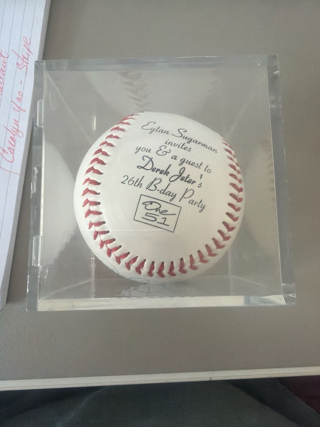 Derek Jeter Signed 26th Birthday Party Invitation Baseball One 51 NYC Rare Memorabilia 1