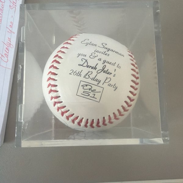 Derek Jeter Signed 26th Birthday Party Invitation Baseball One 51 NYC Rare Memorabilia