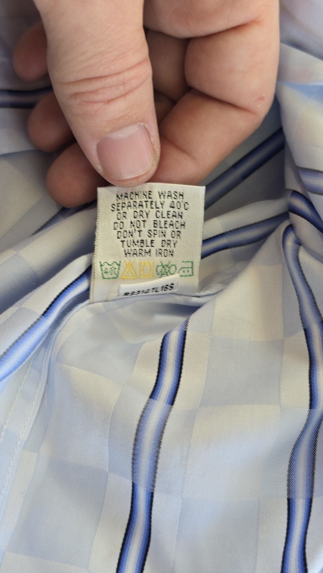 Bugatchi Uomo Shaped Fit Blue Striped Checkered Long Sleeve Shirt Size Large 6