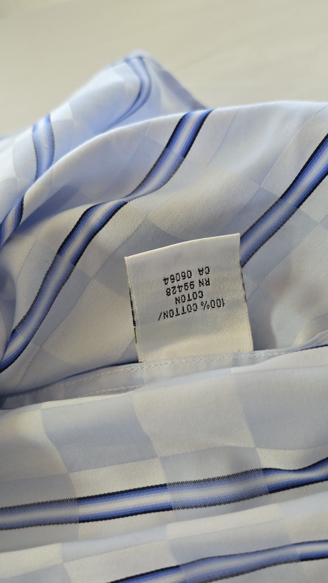 Bugatchi Uomo Shaped Fit Blue Striped Checkered Long Sleeve Shirt Size Large 7
