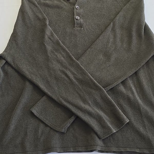 Tailor Vintage Cotton Cashmere Waffle Knit Henley Shirt XL