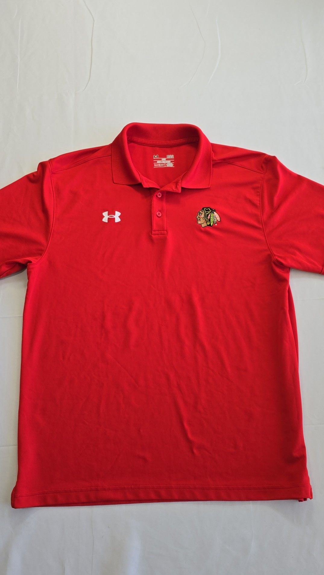 Under Armour Chicago Blackhawks HeatGear Polo Shirt Red Size Large 2