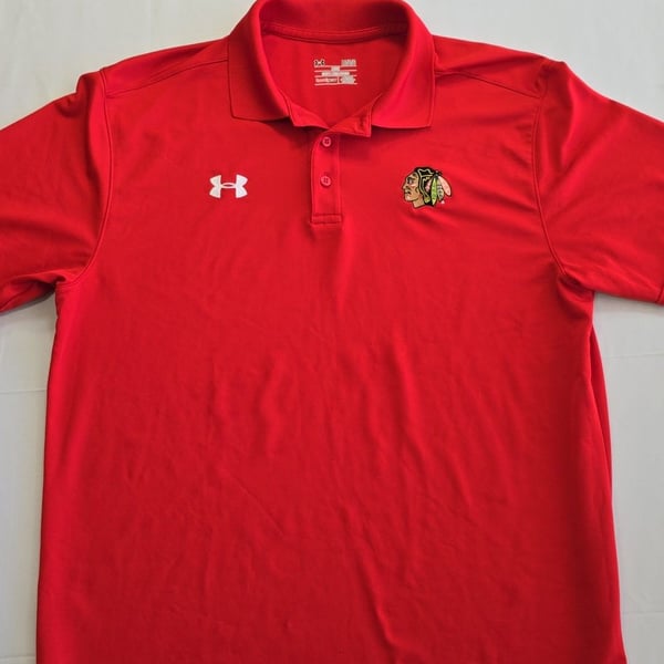 Under Armour Chicago Blackhawks HeatGear Polo Shirt Red Size Large