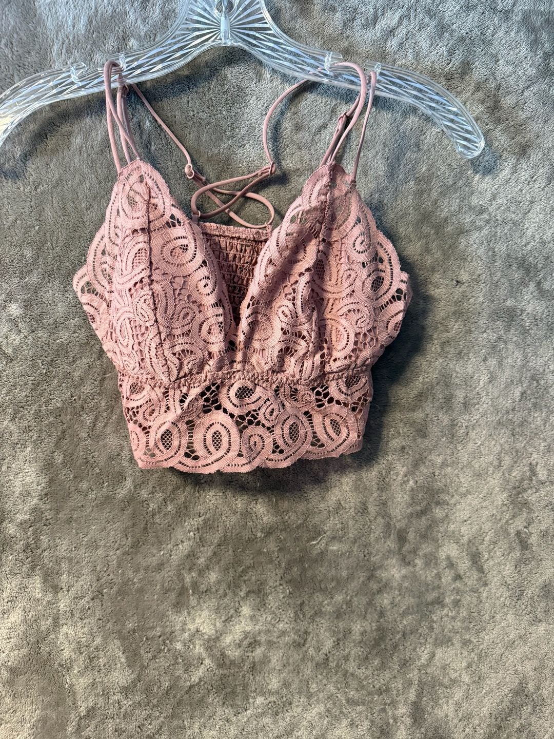 PINK Victoria's Secret Lace Longline Bralette, Dusty Rose 1