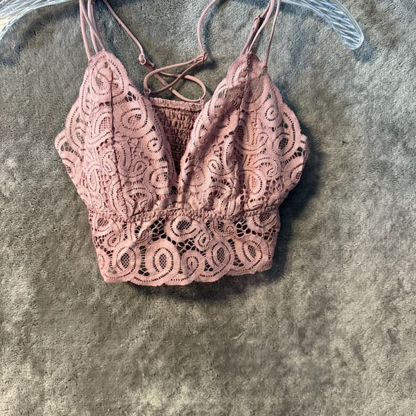PINK Victoria's Secret Lace Longline Bralette, Dusty Rose