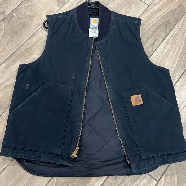 Carhartt V300 BLK Arctic Quilt-Lined Duck Vest Black Size Large Regular