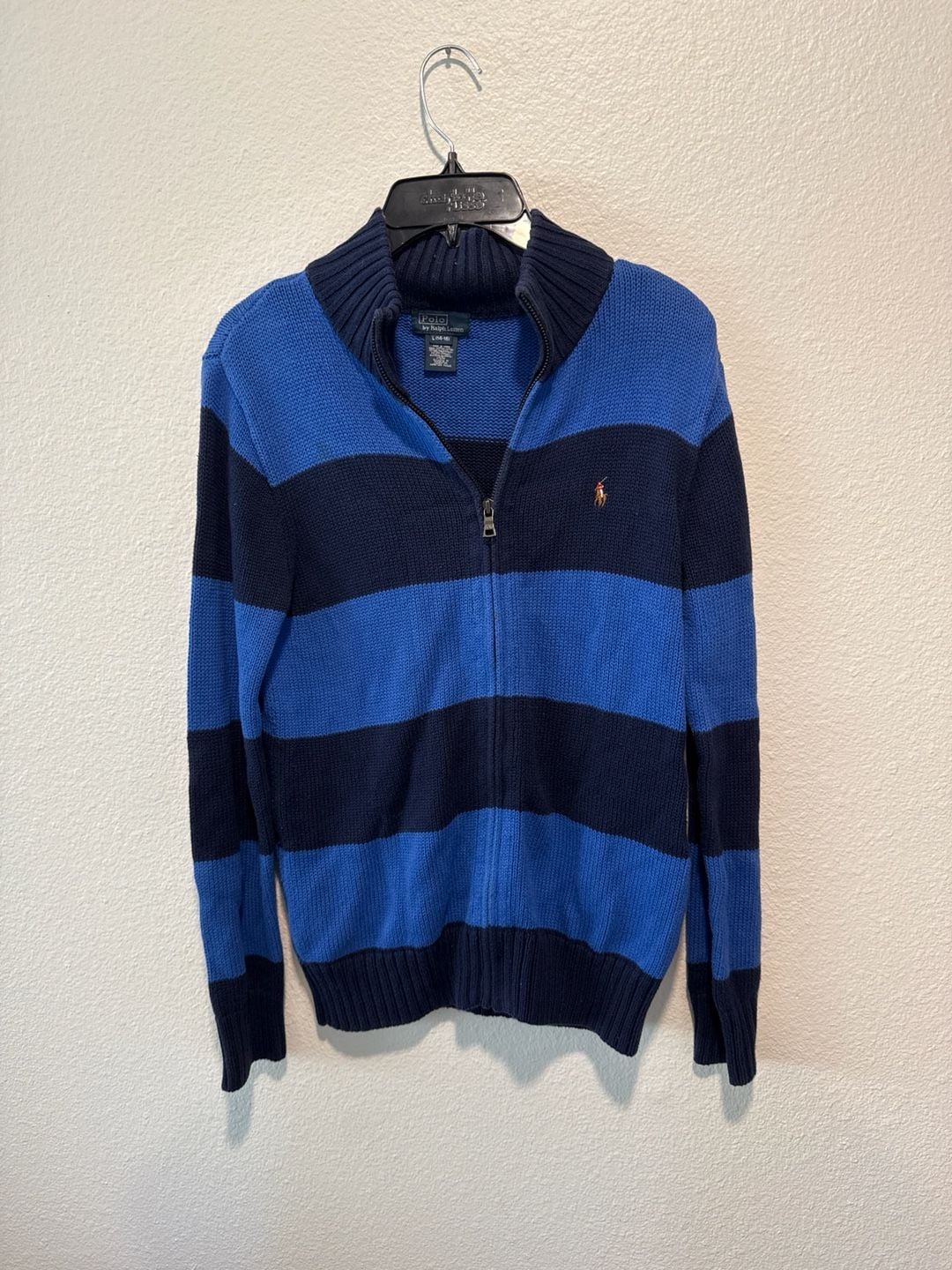 Polo Ralph Lauren Boys Large (14-16) Full-Zip Striped Cotton Knit Sweater 2