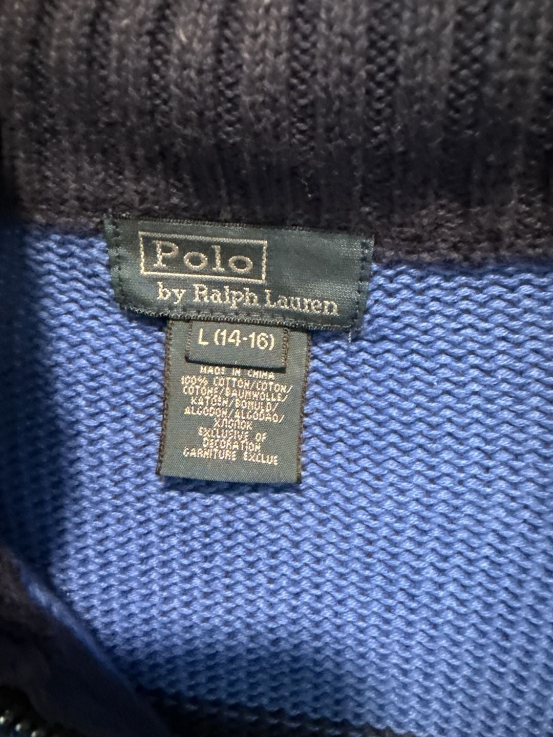 Polo Ralph Lauren Boys Large (14-16) Full-Zip Striped Cotton Knit Sweater 3