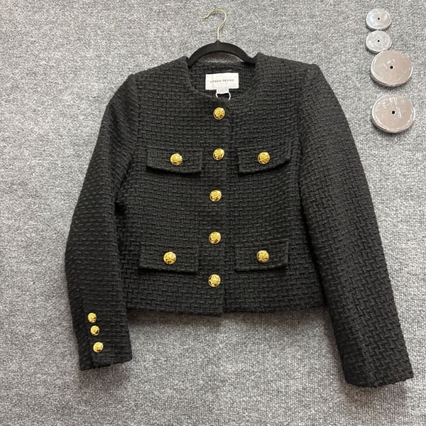 Urban Revivo Black Tweed Jacket with Gold Buttons Size XS