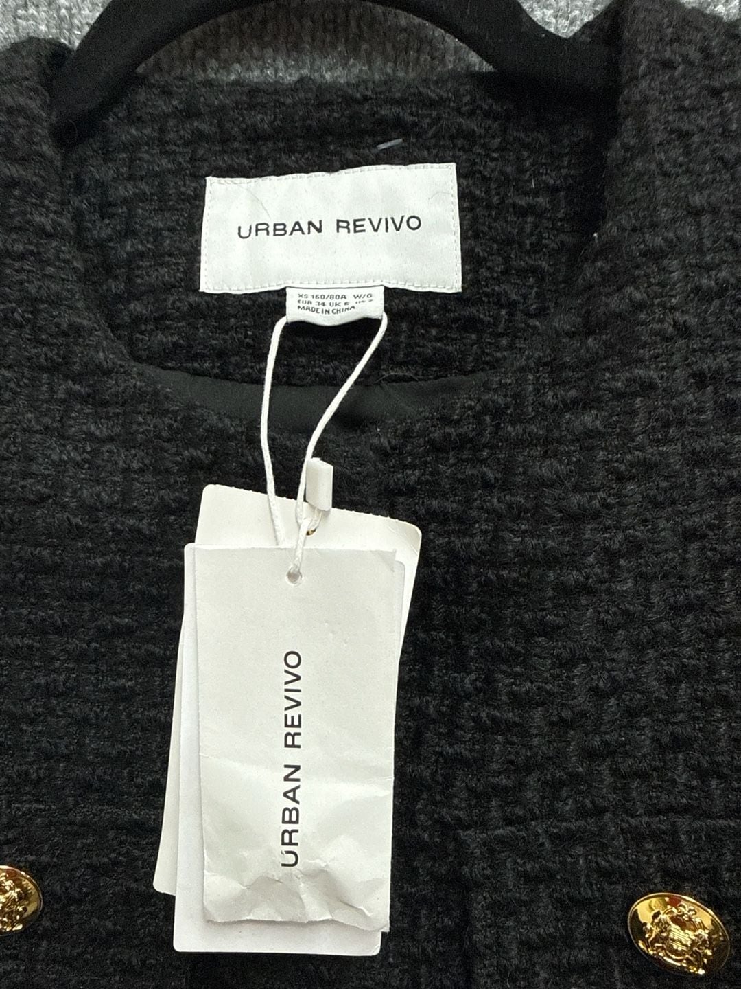 Urban Revivo Black Tweed Jacket with Gold Buttons Size XS 3