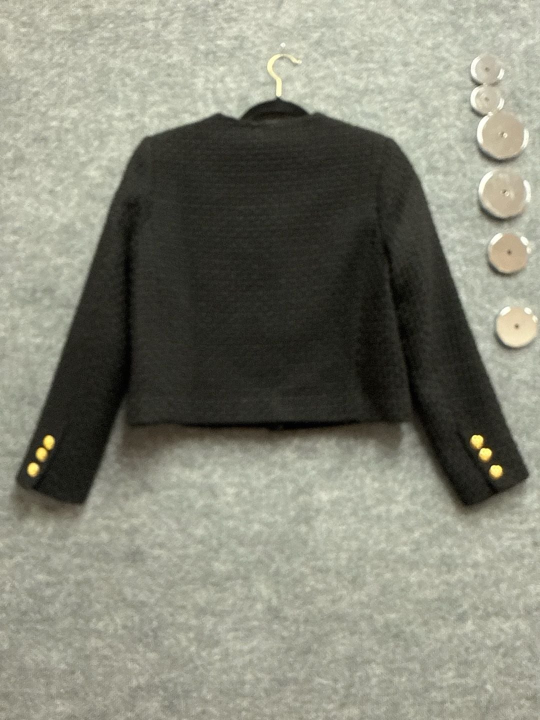 Urban Revivo Black Tweed Jacket with Gold Buttons Size XS 4