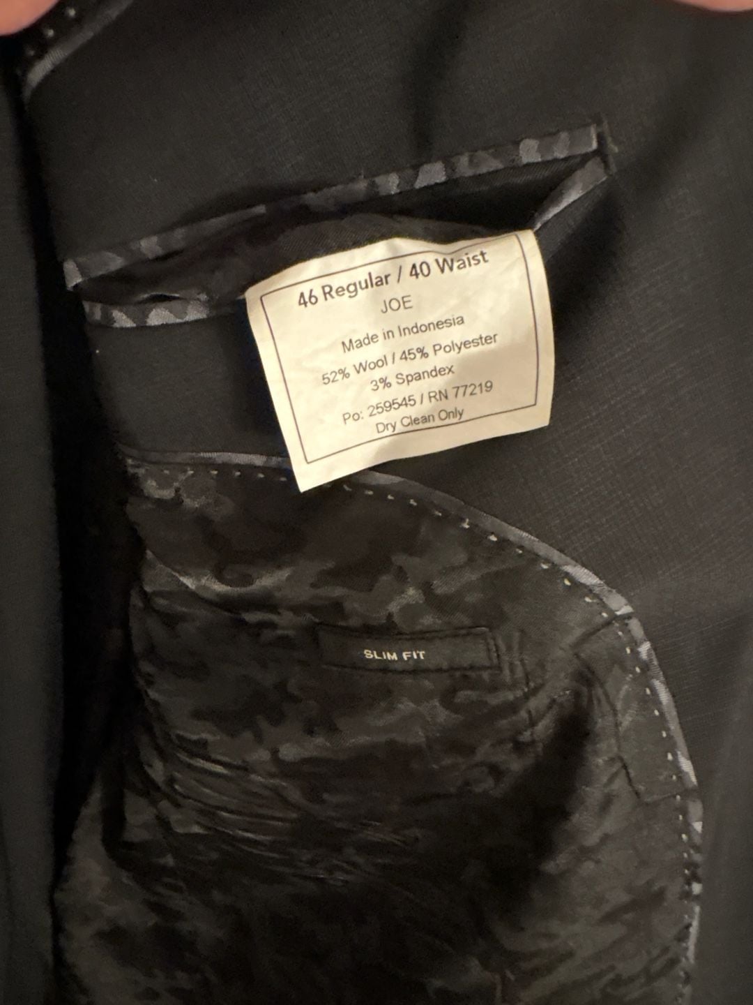 JOE Joseph Abboud Slim Fit Suit 46R Charcoal Wool Blend Pants 38x27” 3