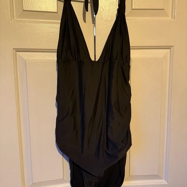 Old Navy Black Ruched Halter One-Piece Swimsuit, Size XXL