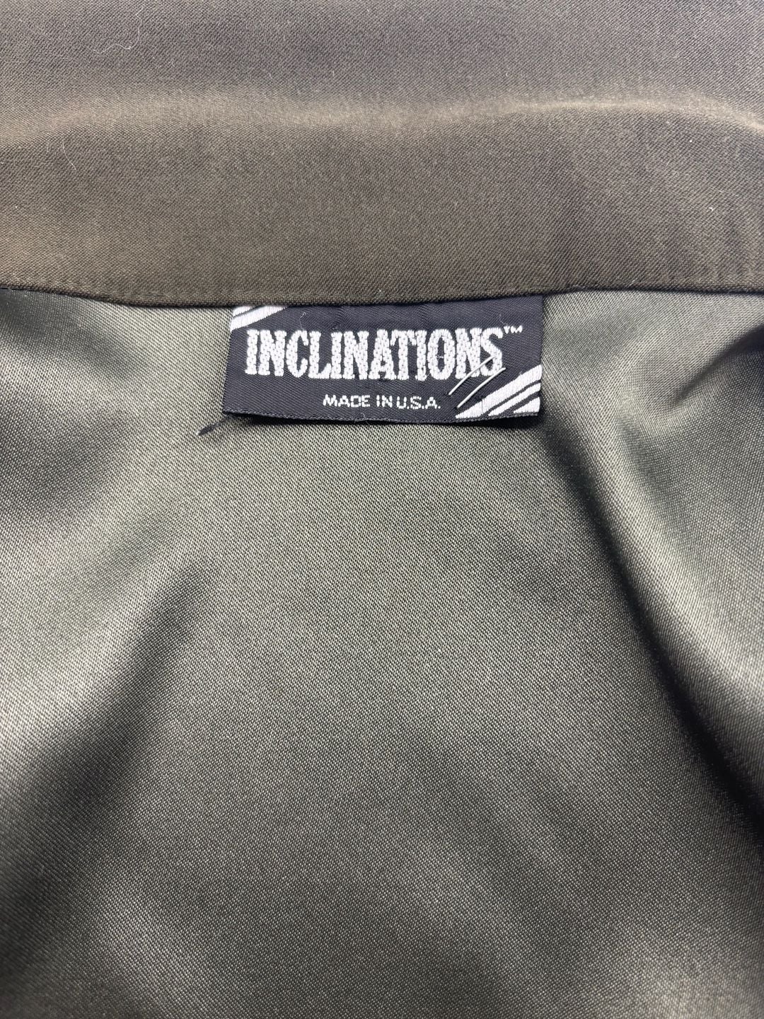 Inclinations Faux Suede Olive Green Button Front Jacket Size Small 8