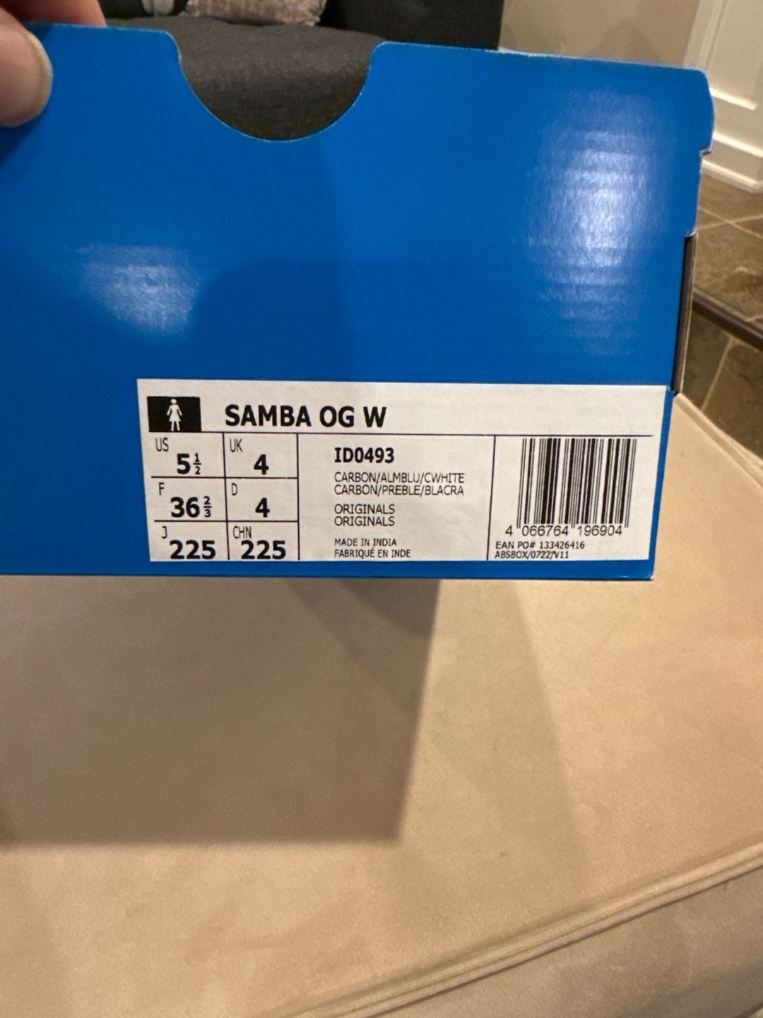 5.5W - Adidas Samba OG W Carbon Almost Blue Women's  8