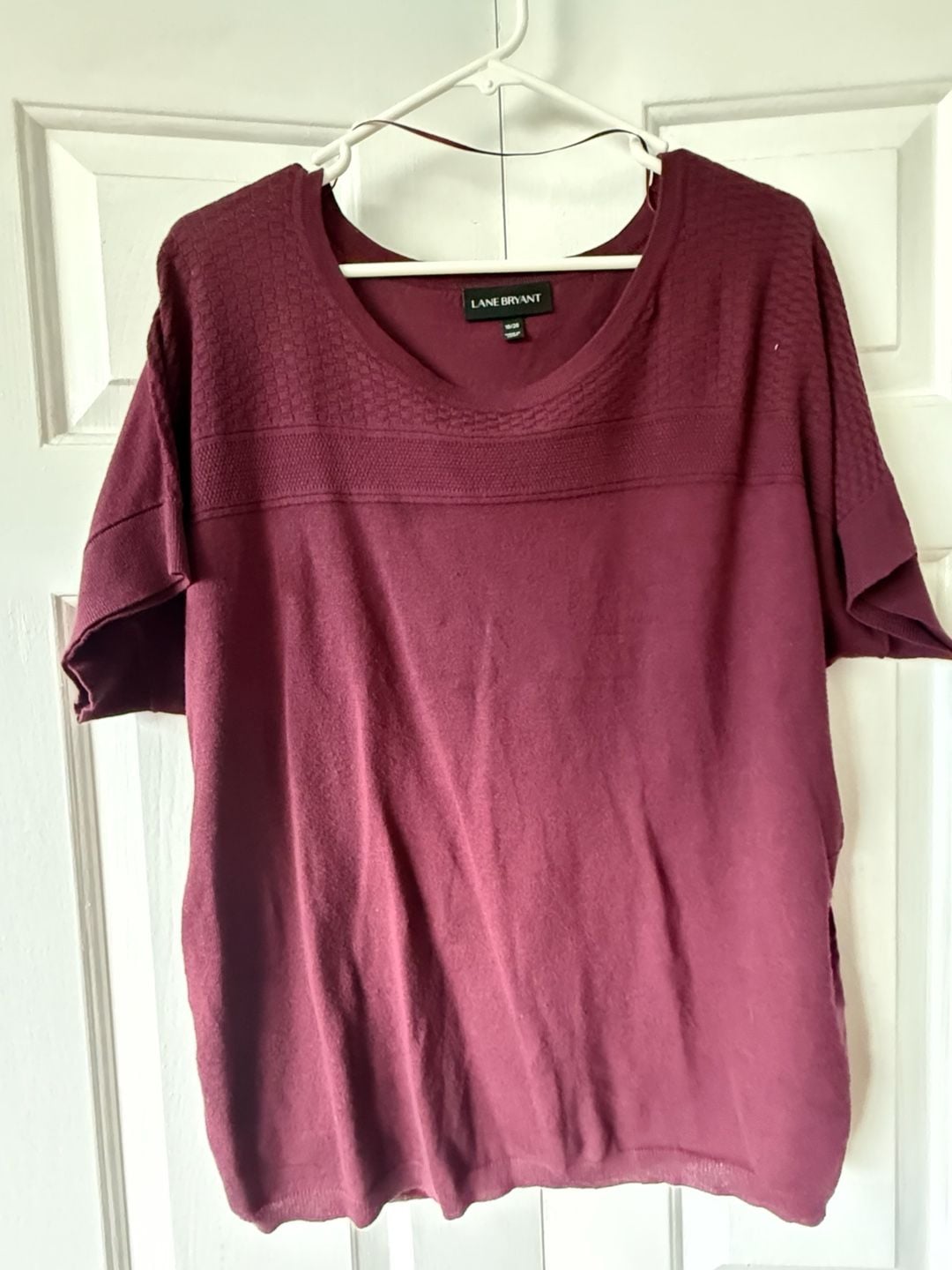 Lane Bryant Burgundy Short Sleeve Textured Knit Top Size 18/20 1