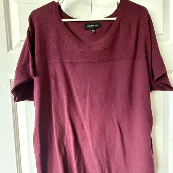 Lane Bryant Burgundy Short Sleeve Textured Knit Top Size 18/20