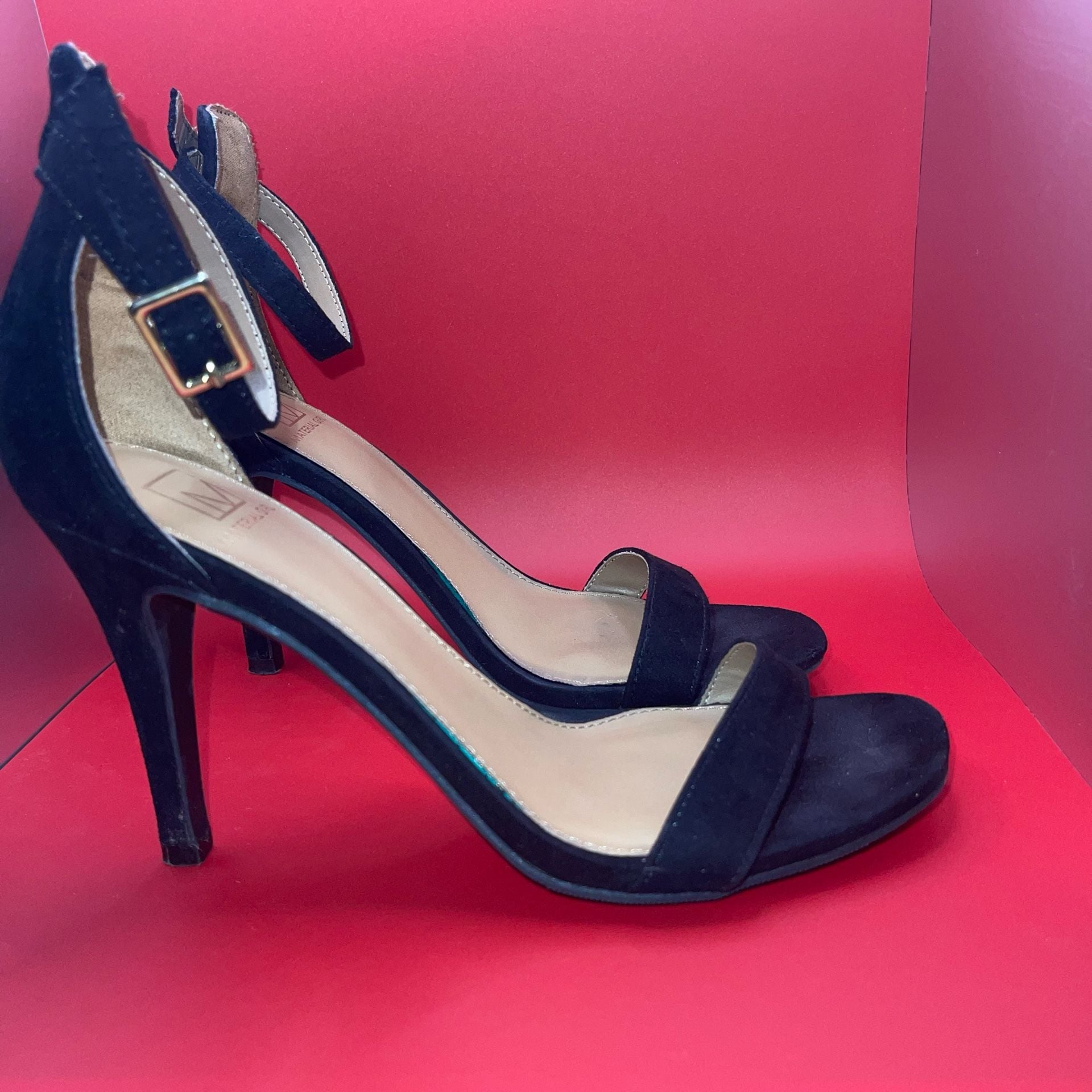 Material Girl Airer Black Ankle Strap Stiletto Heels Size 6.5 3
