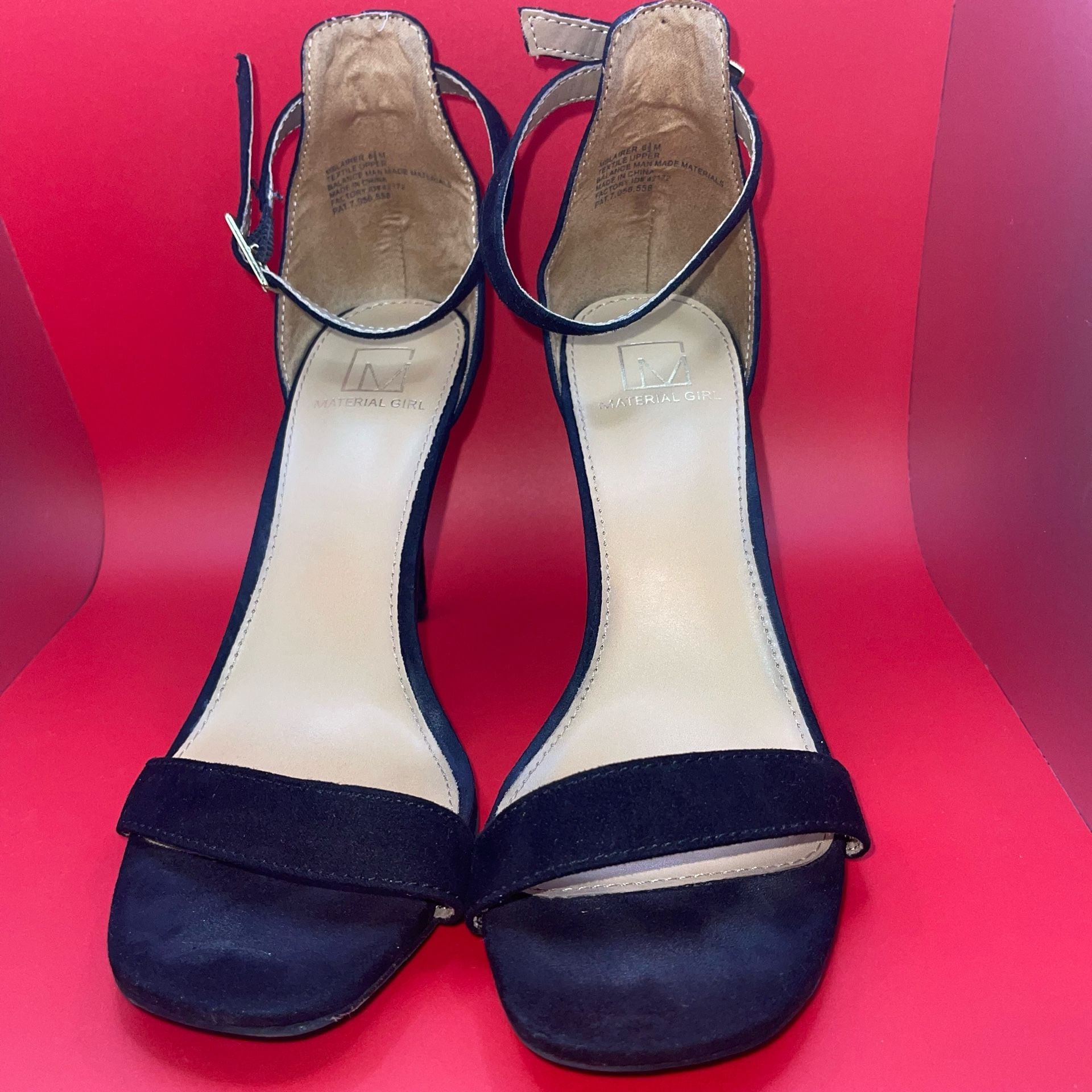 Material Girl Airer Black Ankle Strap Stiletto Heels Size 6.5 4