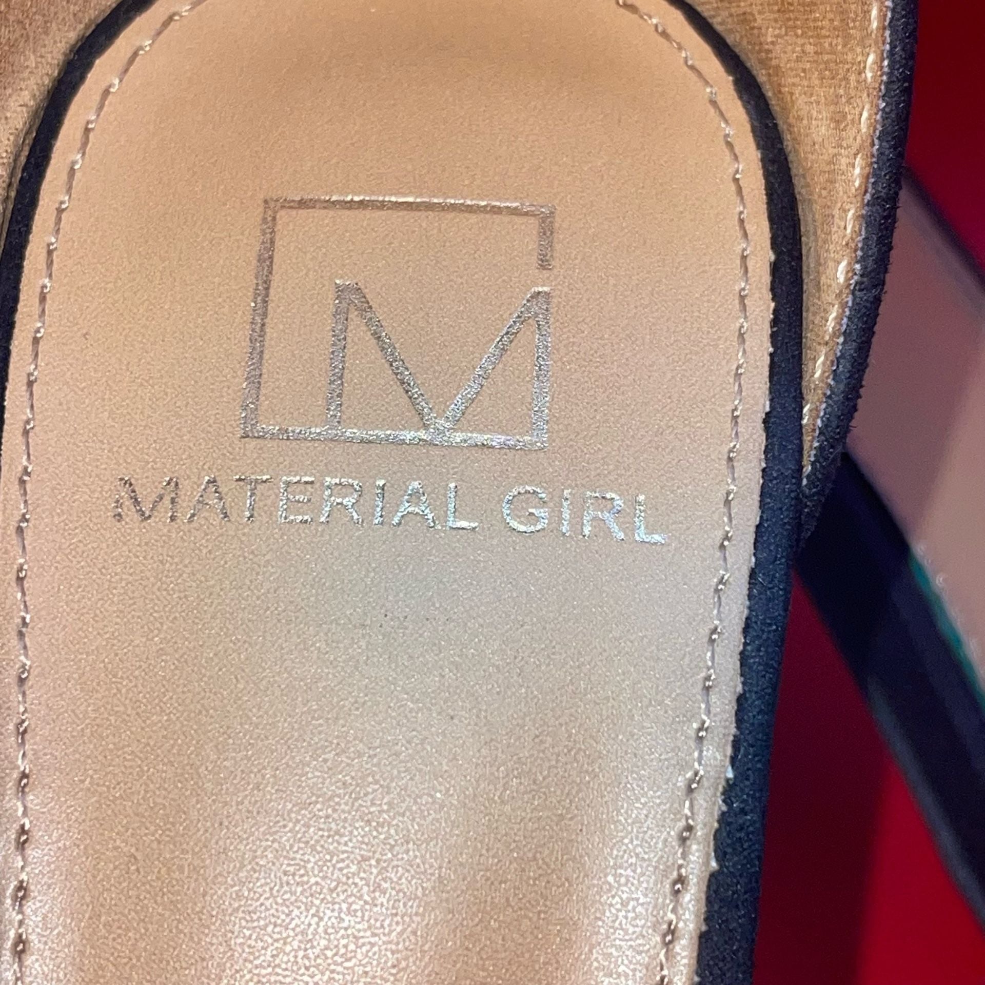 Material Girl Airer Black Ankle Strap Stiletto Heels Size 6.5 7