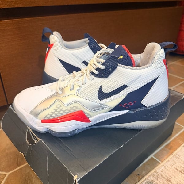 Jordan Zoom '92 GS 'Olympic' White Navy Red Size 7Y