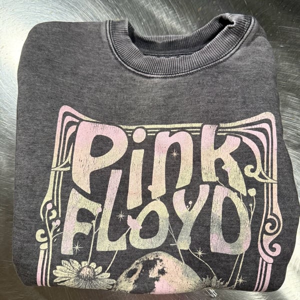 Pink Floyd Dark Side of the Moon 1973 Graphic Crewneck Sweatshirt Wash Grey Small