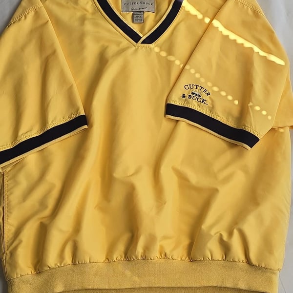 Cutter & Buck Climaguard Short Sleeve V-Neck Windbreaker Pullover Jacket Yellow Size XL
