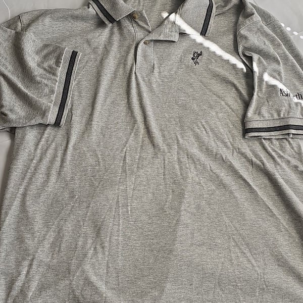 Vintage Ashworth Made in USA Heather Gray Tipped Polo Shirt Size L